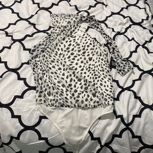 NWT EXPRESS BLACK WHITE DOT HALTER BODYSUIT